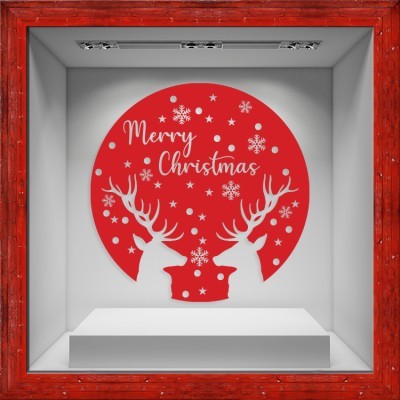 Houseart Χριστουγεννιάτικα Ελάφια, Χριστουγεννιάτικα, Αυτοκόλλητα βιτρίνας, 80 x 80 εκ.
