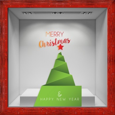 Χριστουγεννιάτικο Τριγωνικό Δέντρο, Χριστουγεννιάτικα, Αυτοκόλλητα βιτρίνας, 80 x 125 εκ. (50219)