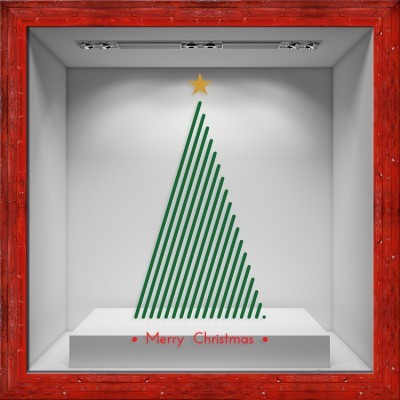 Χριστουγεννιάτικο Δέντρο με Γραμμές Χριστουγεννιάτικα Αυτοκόλλητα βιτρίνας 80 x 163 εκ. (50222)