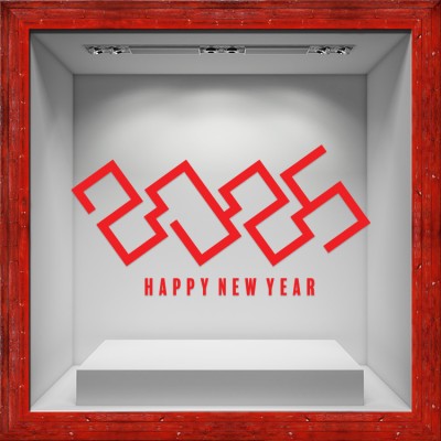 Houseart - ΣΗΜΑΝΤΙΚΟ: Σε περίπτωση διαφοράς τιμής από το κατάστημα ισχύει παντα και μόνο η τιμή του καταστήματος HNY 2025 Red, Χριστουγεννιάτικα, Αυτοκόλλητα βιτρίνας,