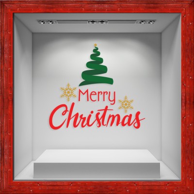 Houseart Merry Christmas Tree, Χριστουγεννιάτικα, Αυτοκόλλητα βιτρίνας, 80 x 72 εκ.
