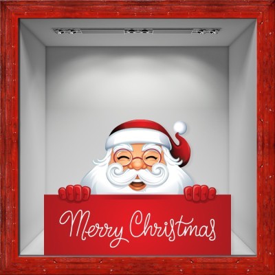 Χαμογελαστός Άγιος Βασίλης, Χριστουγεννιάτικα, Αυτοκόλλητα βιτρίνας, 80 x 57 εκ. (50760)