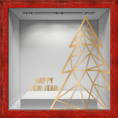 Χρυσό Γραμμικό Δέντρο, Χριστουγεννιάτικα, Αυτοκόλλητα β