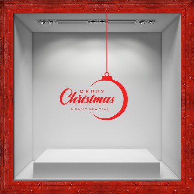 Merry Christmas Ball, Χριστουγεννιάτικα, Αυτοκόλλητα βιτρίνας, 60 x 95 εκ. (55098)