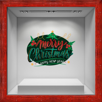Merry Merry Christmas, Χριστουγεννιάτικα, Αυτοκόλλητα βιτρίνας, 90 x 67 εκ. (55104)
