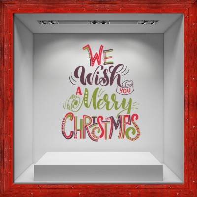 We wish you a Merry Christmas, Χριστουγεννιάτικα, Αυτοκόλλητα βιτρίνας, 80 x 98 εκ. (55116)