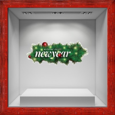 Γιρλάντα, Χριστουγεννιάτικα, Αυτοκόλλητα βιτρίνας, 100 x 41 εκ.