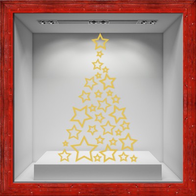 Χριστουγεννιάτικο Δέντρο, Χριστουγεννιάτικα, Αυτοκόλλητα βιτρίνας, 90 x 147 εκ. (55281)