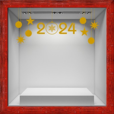 New Year- 2020 Χριστουγεννιάτικα Αυτοκόλλητα βιτρίνας 36 x 80 cm (36729)