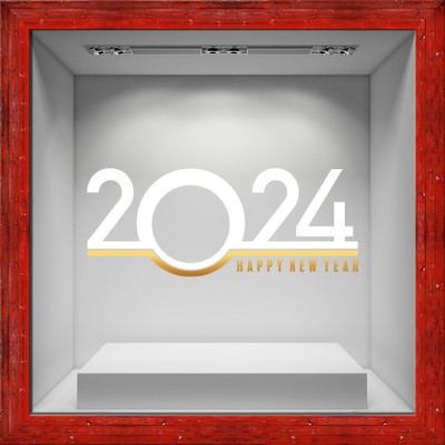 2022 κύκλος άσπρο & χρυσό, Χριστουγεννιάτικα, Αυτοκόλλητα βιτρίνας, 80 x 32 εκ. (50769)