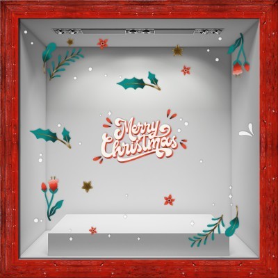 Merry Christmas 2025, Χριστουγεννιάτικα, Αυτοκόλλητα βιτρίνας, 155 x 104 εκ.