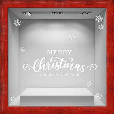 Merry Christmas and a Happy New Year 2024, Χριστουγεννιάτικα, Αυτοκόλλητα βιτρίνας, 120 x 42 εκ. (55956)
