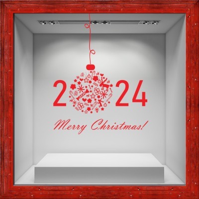 Merry Christmas 2019 Χριστουγεννιάτικα Αυτοκόλλητα βιτρίνας 148 x 120 cm (6629)