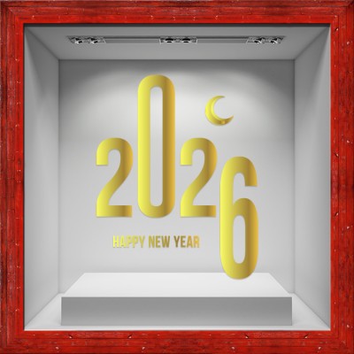 Happy New Year 2026 Moon, Χριστουγεννιάτικα, Αυτοκόλλητ