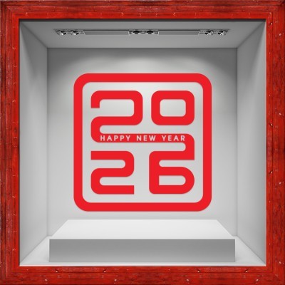 2026 Red, Χριστουγεννιάτικα, Αυτοκόλλητα βιτρίνας, 80 x 80 εκ.