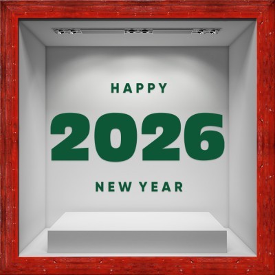 Happy 2026, Χριστουγεννιάτικα, Αυτοκόλλητα βιτρίνας, 80 x 53 εκ.