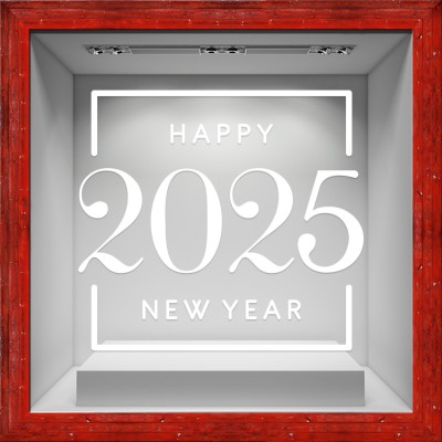 Houseart White Square 2025, Χριστουγεννιάτικα, Αυτοκόλλητα βιτρίνας, 80 x 62 εκ.