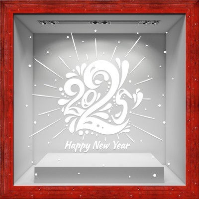 Houseart 2025 Fancy New Year, Χριστουγεννιάτικα, Αυτοκόλλητα βιτρίνας, 80 x 80 εκ.