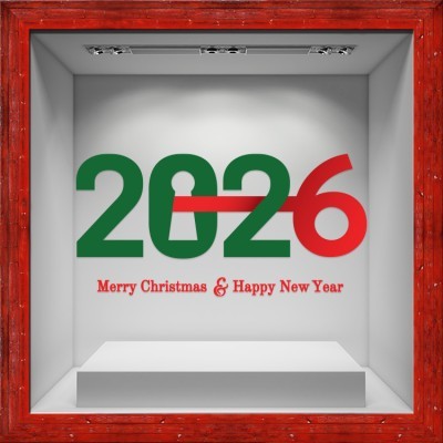 2026 κλειδαριά, Χριστουγεννιάτικα, Αυτοκόλλητα βιτρίνας, 80 x 39 εκ.