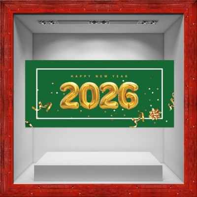 2026 Balloon, Χριστουγεννιάτικα, Αυτοκόλλητα βιτρίνας, 80 x 36 εκ.