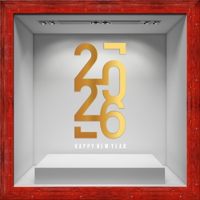 2026 Χρυσό & Άσπρο, Χριστουγεννιάτικα, Αυτοκόλλητα βιτρίνας, 80 x 166 εκ.