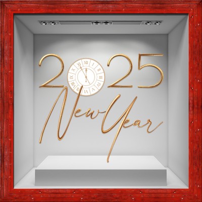 2025 Χρυσό Ρολόι, Χριστουγεννιάτικα, Αυτοκόλλητα βιτρίν