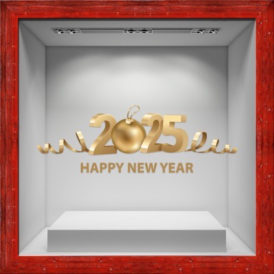 Houseart 2025 Χρυσή Μπάλα, Χριστουγεννιάτικα, Αυτοκόλλητα βιτρίνας, 80 x 26 εκ.