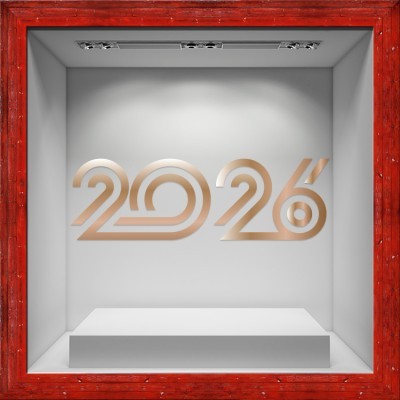 Rose Gold 2026, Χριστουγεννιάτικα, Αυτοκόλλητα βιτρίνας, 110 x 34 εκ.