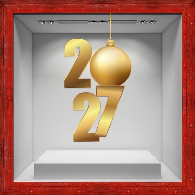 New Year 2027 Gold, Χριστουγεννιάτικα, Αυτοκόλλητα βιτρ
