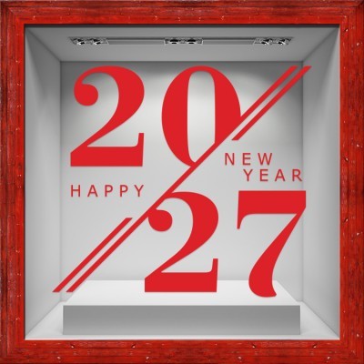 2027 Red, Χριστουγεννιάτικα, Αυτοκόλλητα βιτρίνας, 80 x