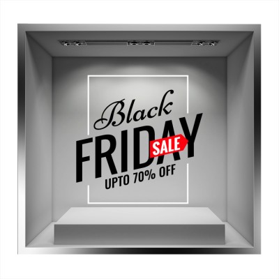 Black Friday Up To 70% Off, Εκπτωτικά, Αυτοκόλλητα βιτρίνας, 50 x 51 εκ.