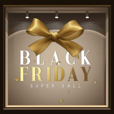 Black Friday Super Sales, Εκπτωτικά, Αυτοκόλλητα βιτρίνας, 70 x 70 εκ.