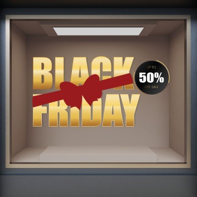 Black Friday 50%, Εκπτωτικά, Αυτοκόλλητα βιτρίνας, 100 x 52 εκ. (49956)