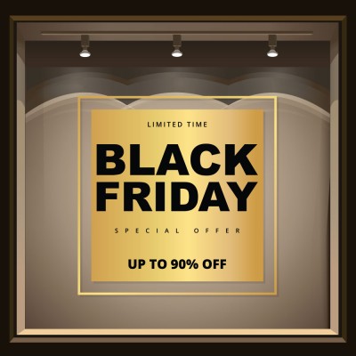 Black Friday Up To 90%, Εκπτωτικά, Αυτοκόλλητα βιτρίνας, 100 x 100 εκ. (49957)