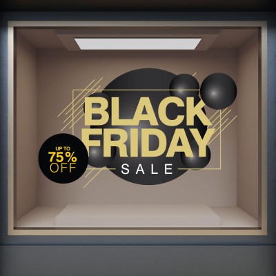 Black Friday 75%, Εκπτωτικά, Αυτοκόλλητα βιτρίνας, 100 x 62 εκ. (49959)