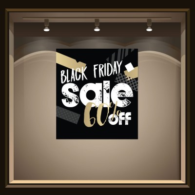 Black Friday 60%, Εκπτωτικά, Αυτοκόλλητα βιτρίνας, 100 x 111 εκ. (50029)