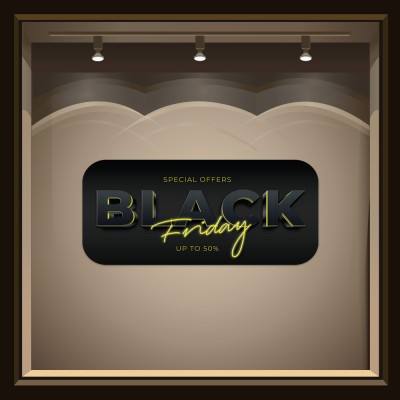 Black Friday Offers, Εκπτωτικά, Αυτοκόλλητα βιτρίνας, 60 x 27 εκ. (54935)
