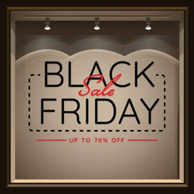 Black Friday Up to 70%, Εκπτωτικά, Αυτοκόλλητα βιτρίνας, 50 x 29 εκ. (54937)