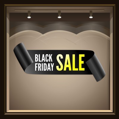 Fluo Black Friday, Εκπτωτικά, Αυτοκόλλητα βιτρίνας, 60 x 25 εκ.