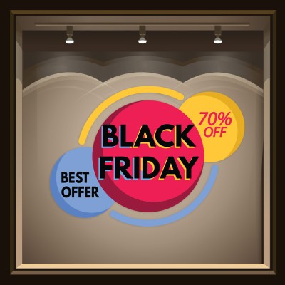 Multi Color Black Friday, Εκπτωτικά, Αυτοκόλλητα βιτρίνας, 60 x 43 εκ.