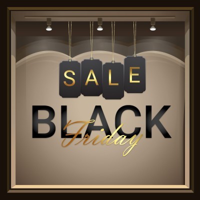 Black Friday Sales, Εκπτωτικά, Αυτοκόλλητα βιτρίνας, 50 x 42 εκ. 26-262 (54971)