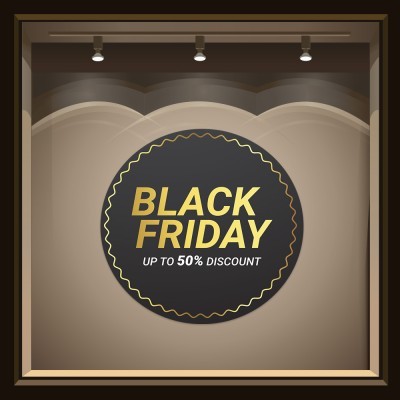 Black Friday – 50%, Εκπτωτικά, Αυτοκόλλητα βιτρίνας, 50 x 50 εκ. (54976)