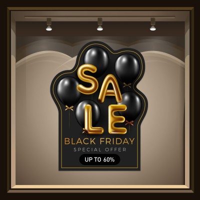 Let\'s Black Friday, Εκπτωτικά, Αυτοκόλλητα βιτρίνας, 50 x 69 εκ.