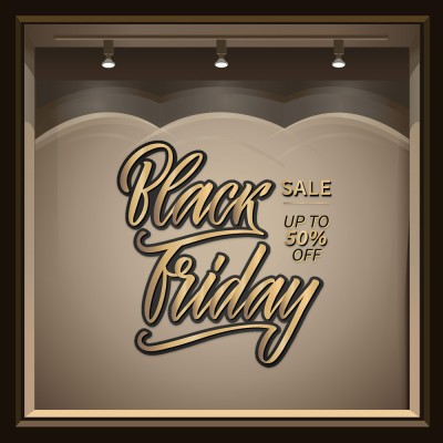 Houseart 3D Black Friday, Εκπτωτικά, Αυτοκόλλητα βιτρίνας, 50 x 54 εκ.