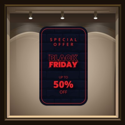 Houseart - ΣΗΜΑΝΤΙΚΟ: Σε περίπτωση διαφοράς τιμής από το κατάστημα ισχύει παντα και μόνο η τιμή του καταστήματος Black Friday in Red, Εκπτωτικά, Αυτοκόλλητα βιτρίνας, 5