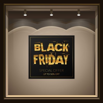 Black Friday Offers, Εκπτωτικά, Αυτοκόλλητα βιτρίνας, 50 x 49 εκ. (54996)