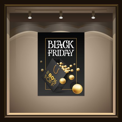 Black Friday Bag, Εκπτωτικά, Αυτοκόλλητα βιτρίνας, 50 x