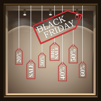 Black Friday Tag, Εκπτωτικά, Αυτοκόλλητα βιτρίνας, 50 x 53 εκ. (55000)