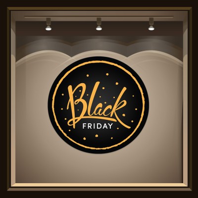 Στρογγυλό Black Friday, Εκπτωτικά, Αυτοκόλλητα βιτρίνας, 50 x 50 εκ. (55007)