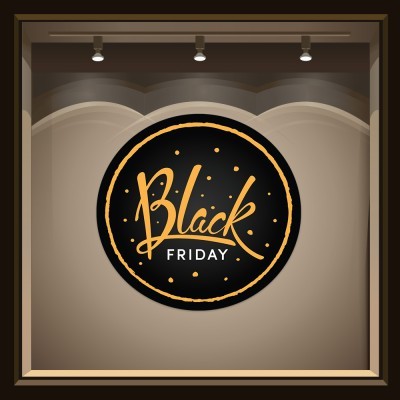 Στρογγυλό Black Friday, Εκπτωτικά, Αυτοκόλλητα βιτρίνας, 50 x 50 εκ.